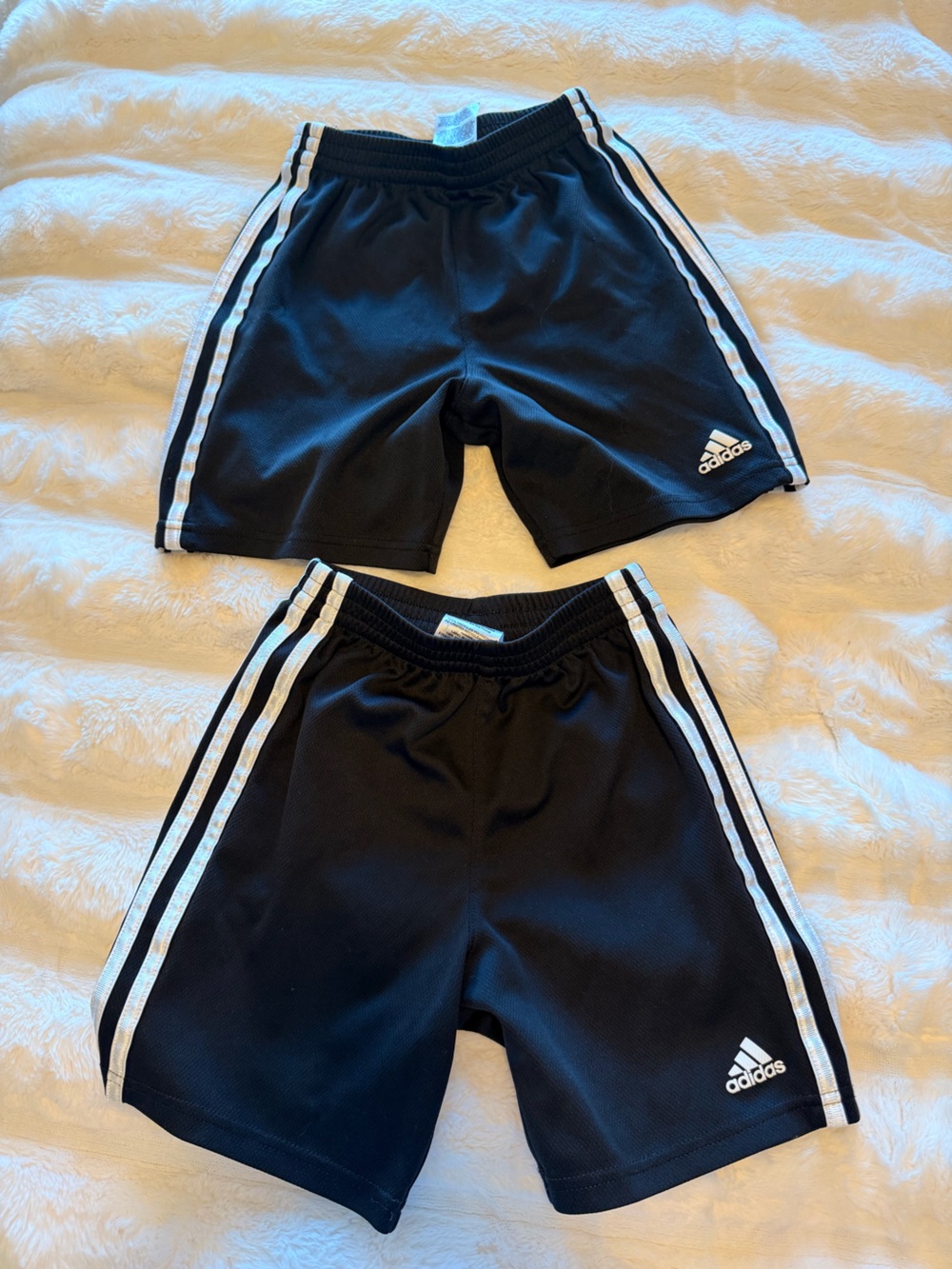 adidas Black Kids Shorts with White Side Stripes